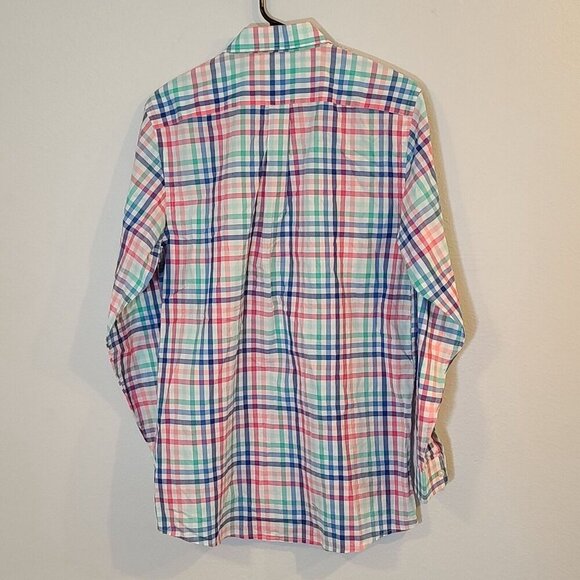 Vineyard Vines Whale Shirt Classic Fit Check Print Button Up Shirt Pink Blue XL - Picture 5 of 8